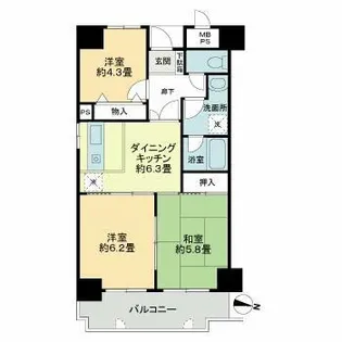 ライオンズマンション和泉上町【3階】の間取り