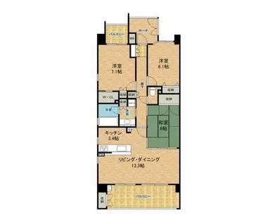 レイセニット高槻グラン・ヴェルジュ【401号室】の間取り