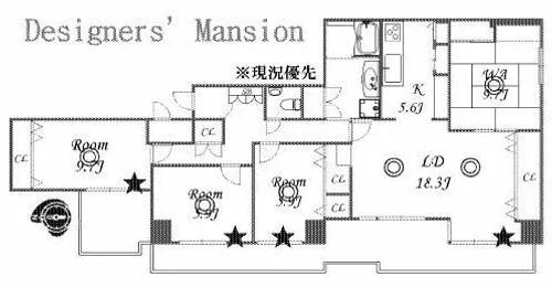ベルヴォーグ北堀江【9階】の間取り