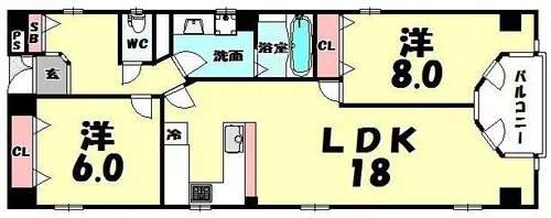 サンライズ長堀【206号室】の間取り