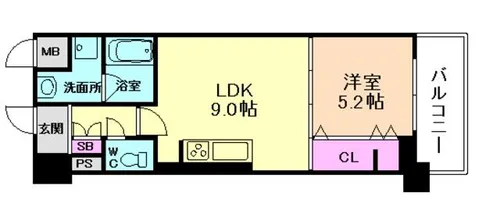 ハーヴェスト江坂【4階】の間取り
