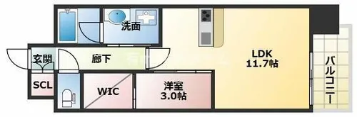 セレニテフラン谷町四丁目【13階】の間取り