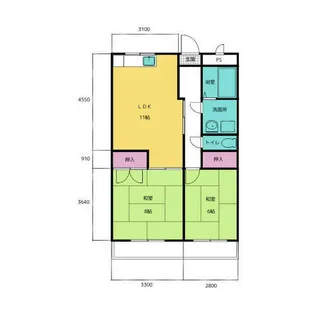 竹花マンションB棟【203号室】の間取り