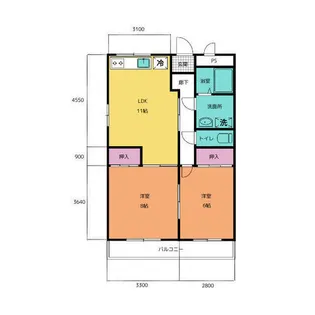 竹花マンションA棟【203号室】の間取り