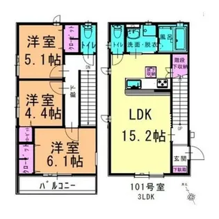 リヴァージュ【101号室】の間取り
