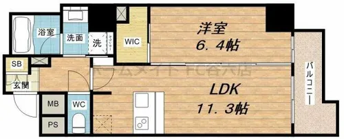プレサンスNEO心斎橋【13階】の間取り