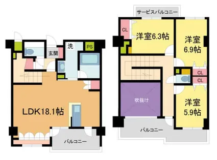 デセンテ甲子園口【301号室】の間取り