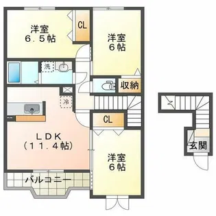 シャトーシモハタ2【2階】の間取り