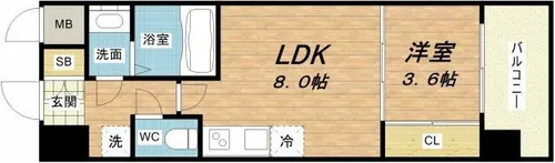 セレニテ北久宝寺【9階】の間取り