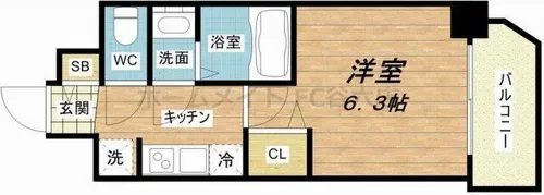 プレサンス扇町駅前【9階】の間取り