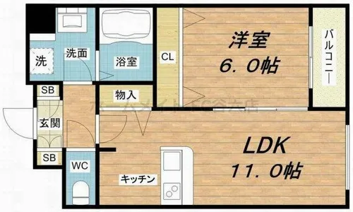 セレッソコート上本町EAST【3階】の間取り