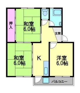 川西松ケ丘団地3号棟【3階】の間取り