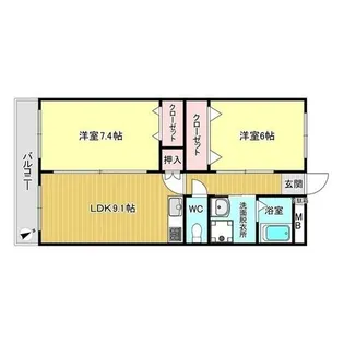 茶山プレイスマンション【203号室】の間取り