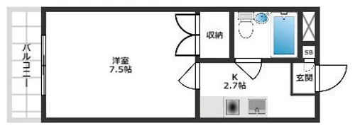 城南マンション【224号室】の間取り