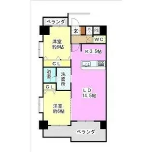 2LDKの間取り画像