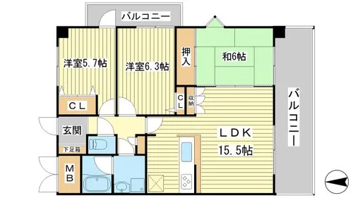 西鹿マンション【301号室】の間取り