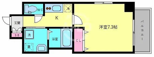 レジュールアッシュ天王寺Ⅱ【4階】の間取り