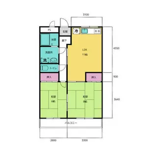 竹花マンションA棟【102号室】の間取り