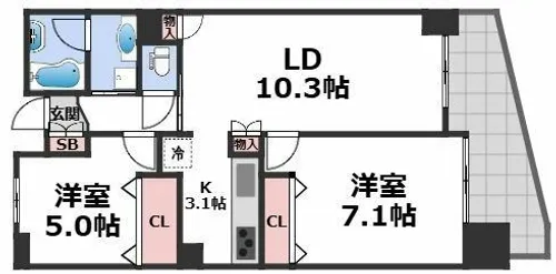 カスタリア阿倍野【5階】の間取り