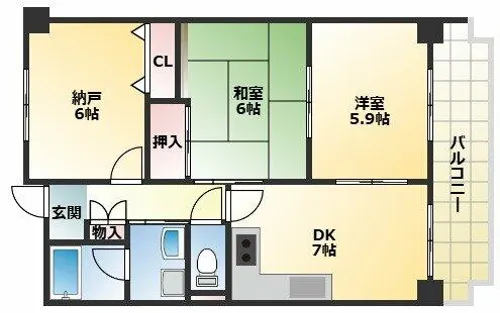 パラシオン平野【5階】の間取り
