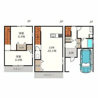 大阪府大阪市住吉区住吉1丁目【一戸建】の間取り