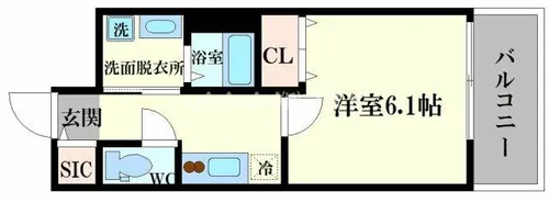 レジュールアッシュ天王寺クレア【8階】の間取り