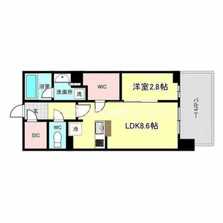 プラウド難波【8階】の間取り
