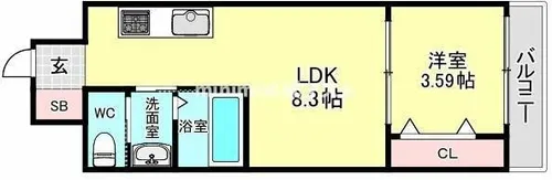 Monotone弁天町【1階】の間取り
