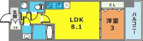 セレニテ神戸ミラクノール【2階】の間取り