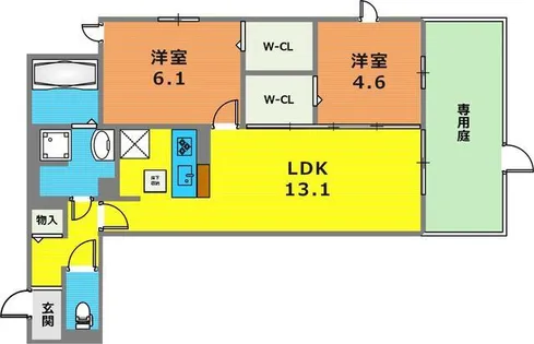 オルテンシア魚崎中町【1階】の間取り