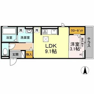 レールサイドコート花中【3階】の間取り