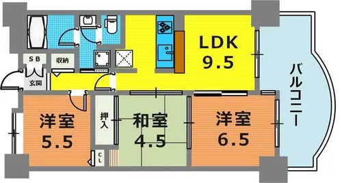 ベルレコルテ浜辺【12階】の間取り