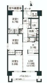 レシオ安堂寺【8階】の間取り