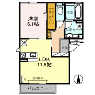 1LDKの間取り画像