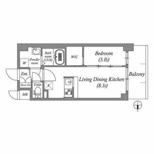 MAXIV CROS 江坂【0327号室】の間取り
