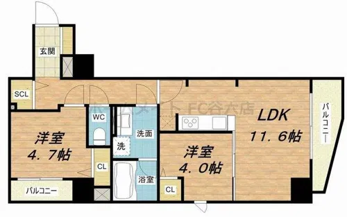 パークフラッツ安堂寺町【5階】の間取り