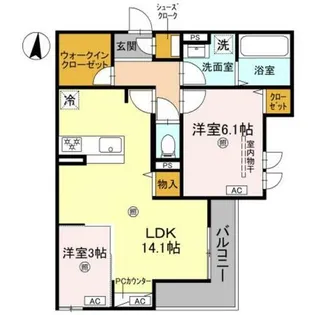 CASA MUKAINO【3階】の間取り