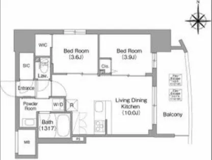 コンフォリア・リヴ大阪本町【14階】の間取り