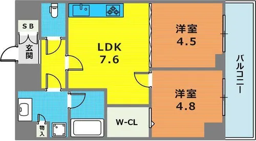 ロイヤルヒル神戸三ノ宮II【9階】の間取り