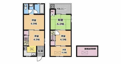 大阪府守口市南寺方中通1丁目【一戸建】の間取り