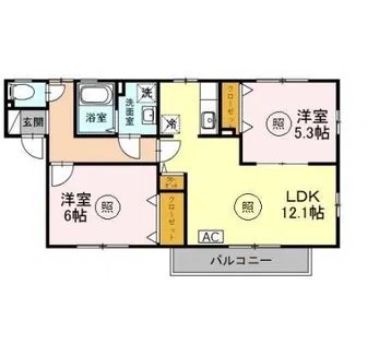 レシェンテ茨木C棟【2階】の間取り