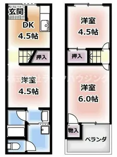 大阪府寝屋川市萱島東3丁目【テラスハウス】の間取り