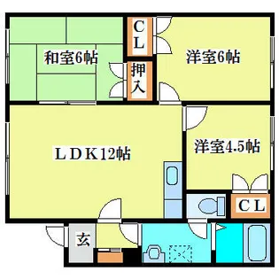 サンハイツ新富【103号室】の間取り