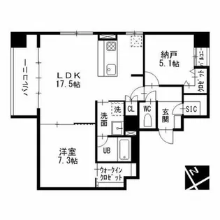 1SLDKの間取り画像