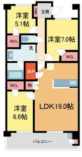 ライオンズ甲陽園グラングレイド【710号室】の間取り