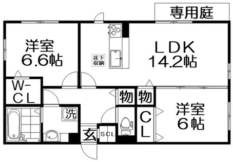 スカイヒル枚方B棟【1階】の間取り