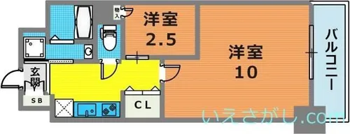 レジディア神戸三宮プレイス【4階】の間取り
