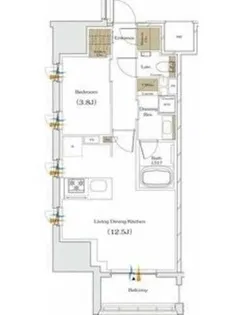 ザ・パークハビオ谷町六丁目クロス【9階】の間取り