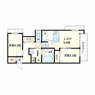 パークフラッツ弁天町駅前【8階】の間取り
