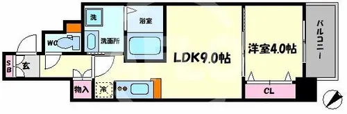 セオリー天神橋アベニール【2階】の間取り
